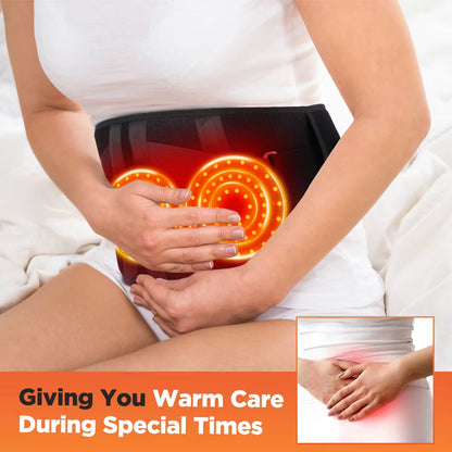 Heating Vibration Massager Belt, Red Light Hot Compress Waist Support Brace Waist Back Massage Lumbar Support Belt Health Care